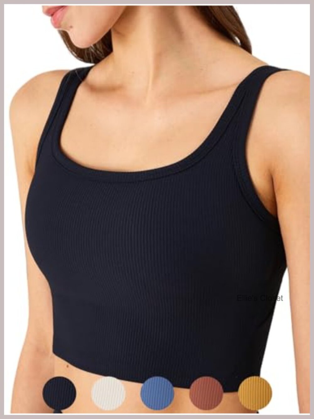 Seamless Ribbed Sports Bra Crop Top Wireless Padded Yoga Tank